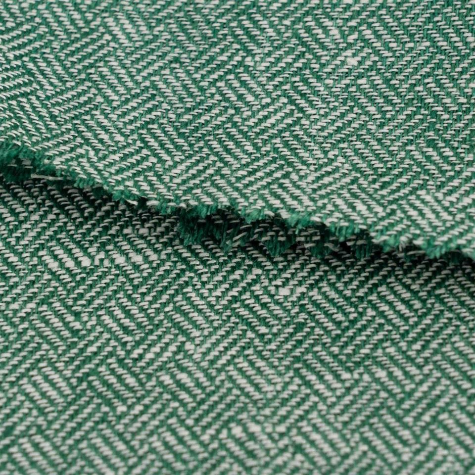 Solid Olive Herringbon Linen Fabric factory